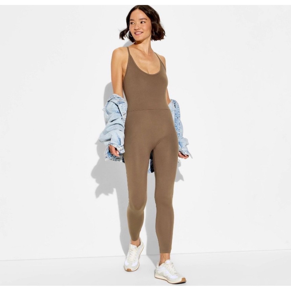 Wild Fable ButterBliss Sleeveless Romper Women Large Espresso lounge earthy yoga